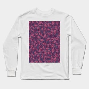 Minimalist Leaf Line Art Illustration as a Seamless Surface Pattern Design Long Sleeve T-Shirt